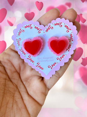 Red /Pink Valentine Heart Earring Studs