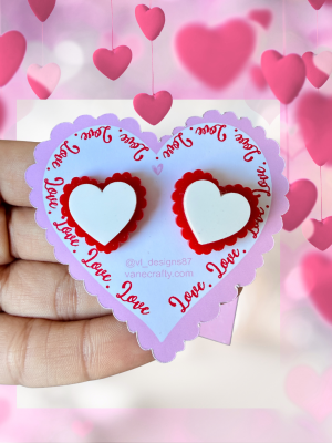 Red /White Valentine Heart Earring Studs